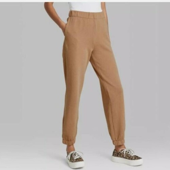 High-Rise Vintage Jogging Pants, Joggers by Wild Fable, Tan, Size XL - Picture 3 of 7